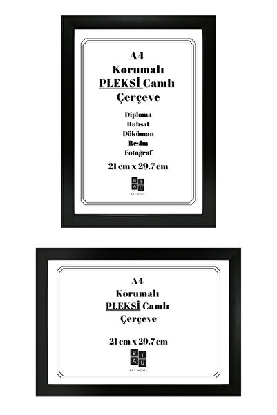 Batu Art Home 5 Adet A4 Çerçeve Korumalı Kırılmaz Pleksi Camlı Belge Diploma Resim Fotoğraf Asılabilir 21x29.7 Cm