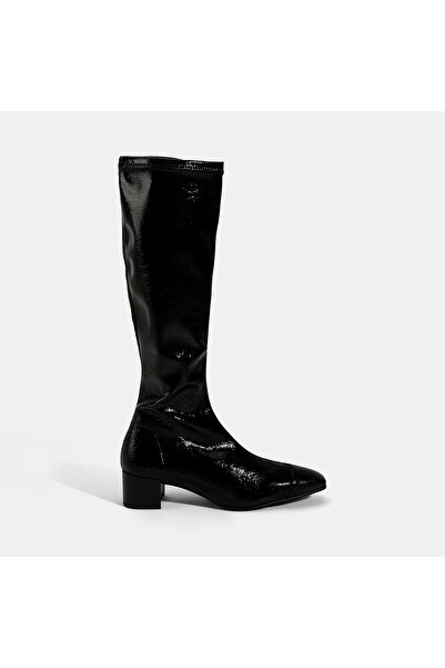 Desa Women's Black Thick Heeled Stretch Boots