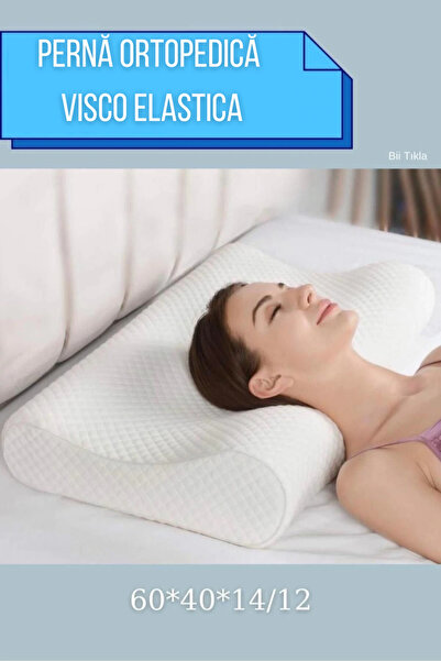 Viscomina Pernă ortopedică din spumă cu memorie vâsco pentru dureri de gât, disc cervical și suport pentru somn 60x40x14/12 cm