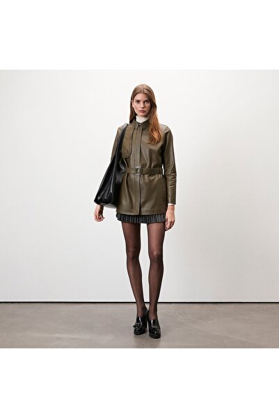 Desa Kelly Yeşil Kadın Deri Trençkot