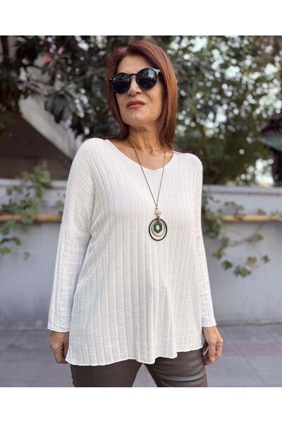 DenizEge Ιταλικό κολιέ με κορδόνια πλεκτό εκρού