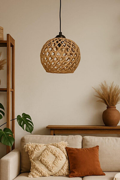 Art&Gift Ip Başlık Tekli Sarkıt Avize Jüt Kahve Başlık