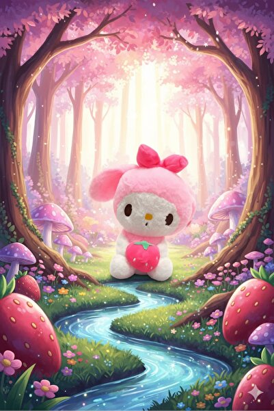 Pufline Kromi My Melody Arkadaşları Çilekli Peluş Oyuncak