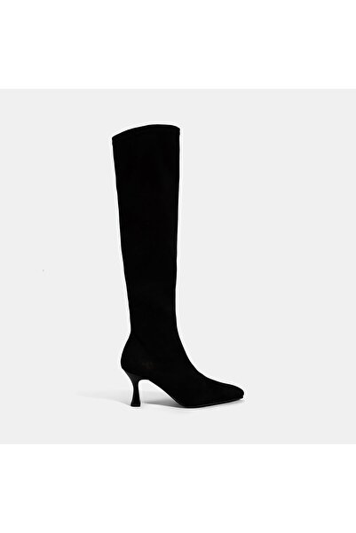 Desa Women's Black Thin Heeled Stretch Boots