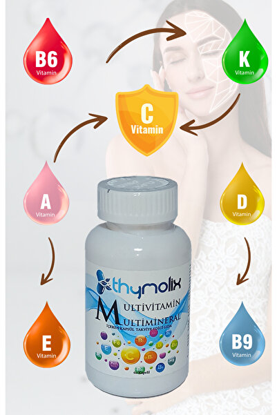 THYMOLIX Multivitamin Multimineral 60 Kapsül Doğal Bitkisel Katkısız Aromasız