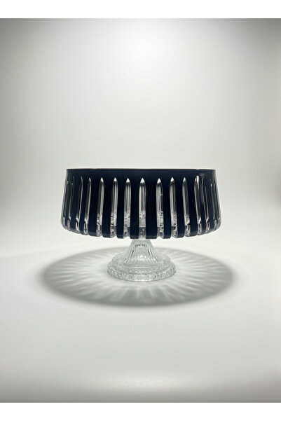 AKDEN STORE Crystal Decor Black Glass Bowl, Salad Bowl, Presentation Bowl, Fruit Bowl