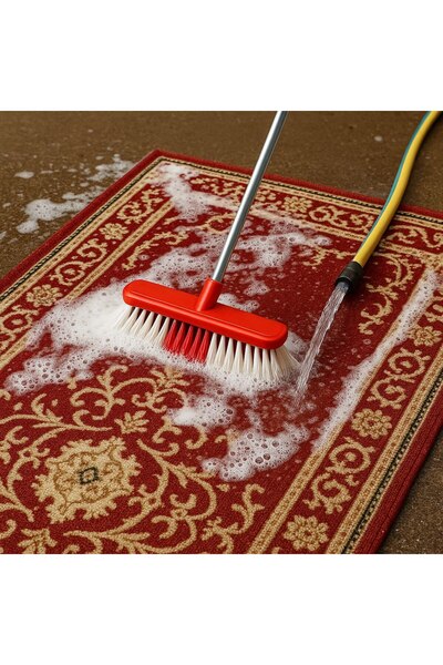 Metler فرشاة سجاد صلبة بمقبض 120 سم + فرشاة تنظيف ممسحة للأرضيات والسجاد بمقب...