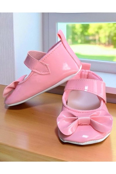 Balgüneş Tekstil Lacquered Baby Ballet Booties with Bow Pink