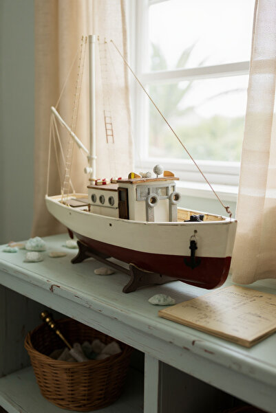 ESİ WOOD ART 55 CM - El Yapımı Ahşap NAXOS Balıkçı Teknesi Maketi – Akdeniz S...