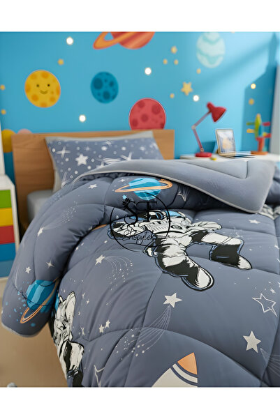 Shopyteks Tek Kişilik Astronot Desenli Çift Taraflı Wellsoft Uyku Seti