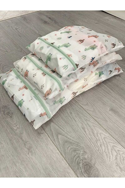 Ferzin Desenli Çamaşır Yıkama Filesi 3'lü Set Fermuarlı