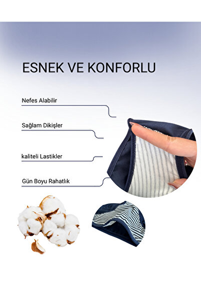 ALYA UNDERWEAR Pamuklu Kadın Külot Slip Empirme Baskılı Yüksek Bel İç Çamaşırı - 5'li Paket - Lacivert