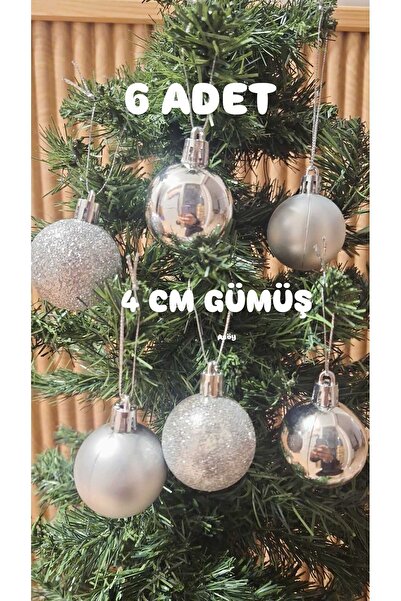 asöy Новорічна ялинкова прикраса 4 см Срібна куля Прикраса Блискуча куля