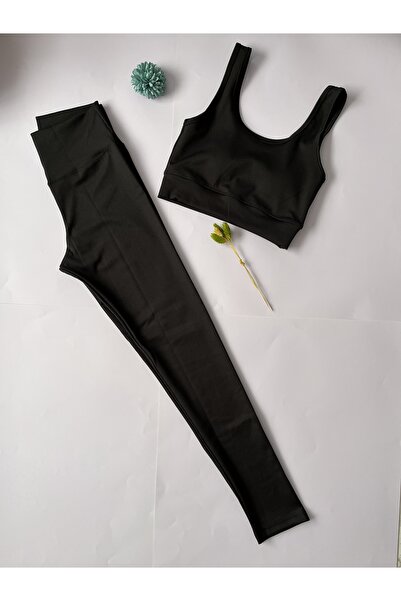 VELOURE Kadın Spor Alt üst takım Kalın Askılı Pedli Crop Büstiyer,DalgıçYükse...