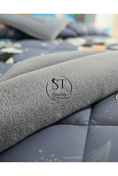 Shopyteks Tek Kişilik Astronot Desenli Çift Taraflı Wellsoft Uyku Seti