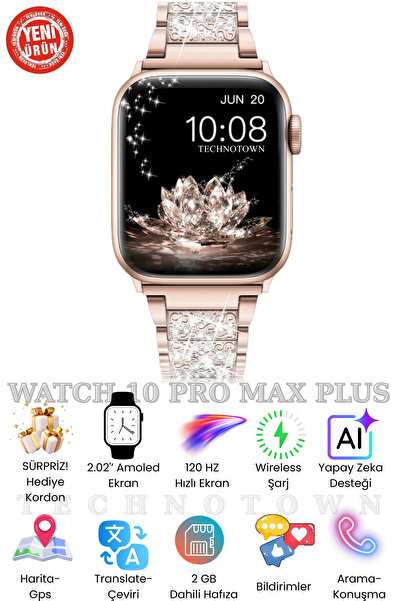 TECHNOTOWN Watch10 Pro+| ChatGPT Destekli 2GB RAM'li Akıllı Saat- NFC Temassız Ödeme| IOS&Android Uyumlu