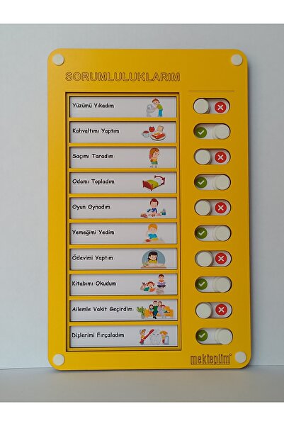 mekteplim hediyelik Eğitici Günlük Rutin Checklist Görev Ve Sorumluluk Tablos...