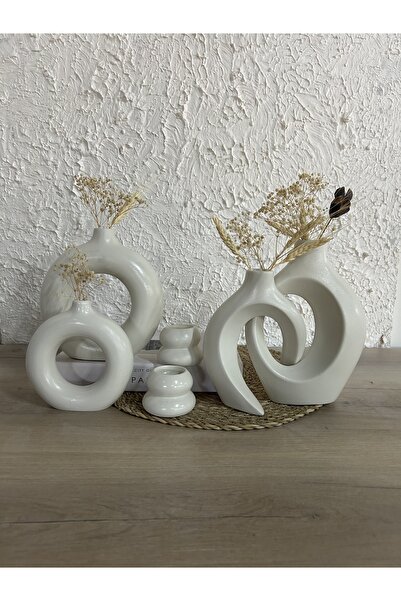 Zigzag Home Decorative 6 Piece Vase and Candle Holder Set /Ring Vase, Ivy Lover Vase, Tealight Candle Holder Set
