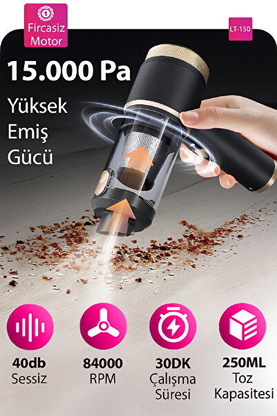 Westus 15000Pa Güçlü Vakumlu Kablosuz Üflemeli Led Işıklı Araç Süpürgesi - El Süpürgesi - Yeni 2025