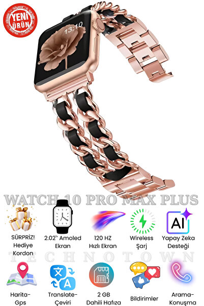 TECHNOTOWN Watch10 Pro+| ChatGPT Destekli 2GB RAM'li Akıllı Saat- NFC Temassız Ödeme| IOS&Android Uyumlu