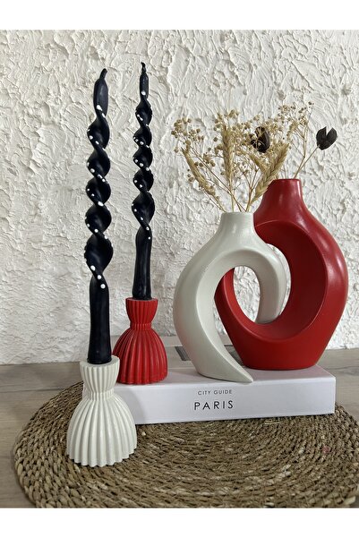 Zigzag Home Decorative Bohemian Style Lover Ivy Vase and Damask Candle Holder Set Decorative Vase Set Figurine