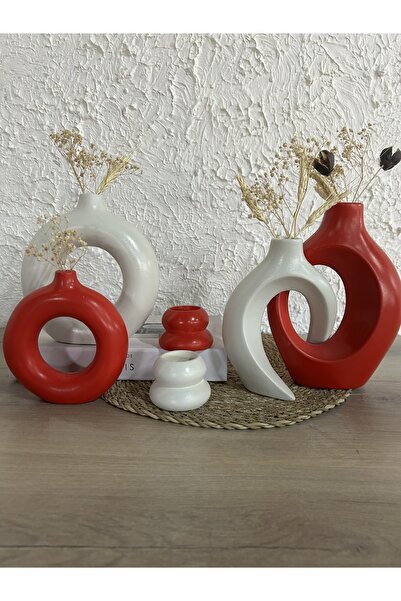 Zigzag Home Decorative 6 Piece Vase and Candle Holder Set /Ring Vase, Ivy Lover Vase, Tealight Candle Holder Set