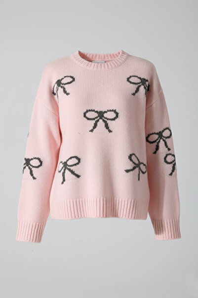 MILANOFOX Women's Bow Patterned Soft Textured Powder Knitwear Sweater