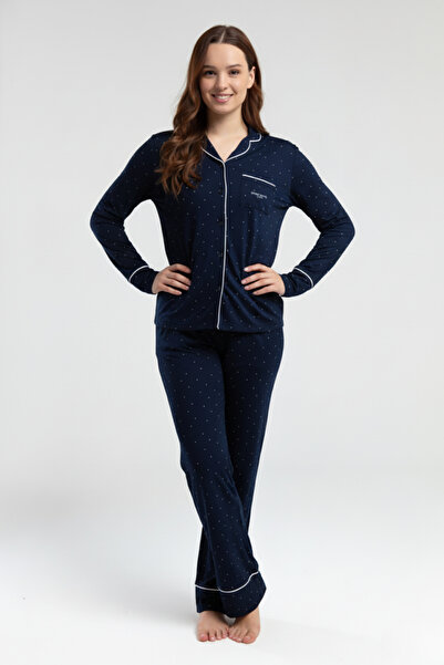 Pierre Cardin Set de pijamale din 2 piese pentru femei, cu guler cămașă, cu buline, VR.11.P89.C86.Y01