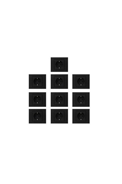 OVİVO 10 Pieces Ovivo Grano Black Grounded Socket Included 10-Piece Frame