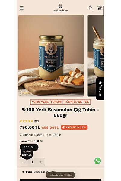 Hacı İbrahim Şahin Dedemin Tatları 1858 Tahin