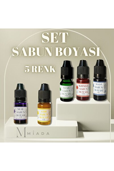 Miss Milena 5li Sabun Boyası Kırmızı mor sarı mavi yeşil Likit Sabun Bazı Sıvı Boyası 10ml