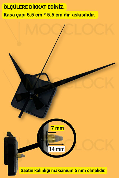 MOOCLOCK Saat Mekanizması, Akar Sessiz Duvar Saati Mekanizması, 14 Mm şaft, A...