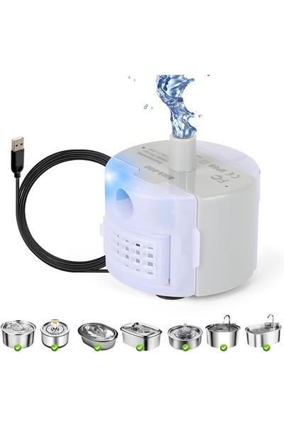 Kamardey SMA-800 Kedi ve Köpek Su Pınarı için Led Işıklı Su Pompası - Sadece Pompa