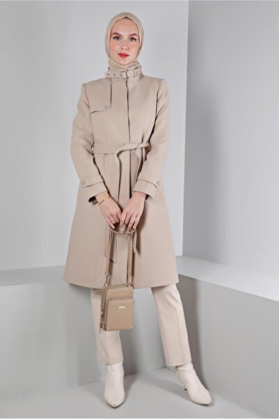 Alvina Belt Detailed Collar - Coat 90358