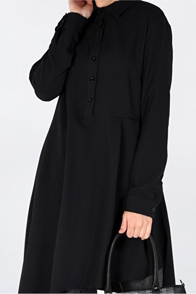 Alvina 4706 Model Asymmetrical Cut and Pleat Detailed Tunic