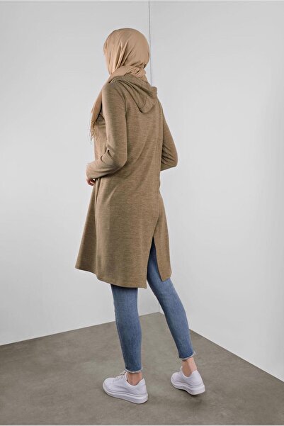 Alvina Hooded Laces Feathered Knitting Tunic 41303