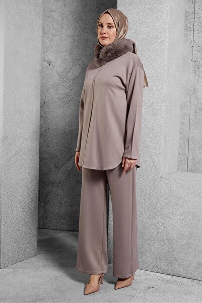 Alvina Fur Detailed Trouser Suit 45086