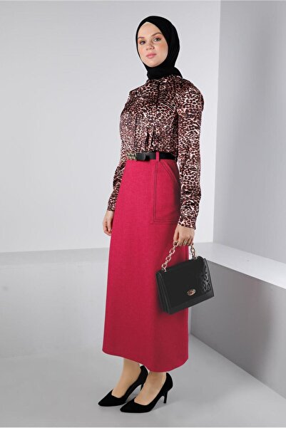 Alvina Leopard Patterned Satin Blouse 43410