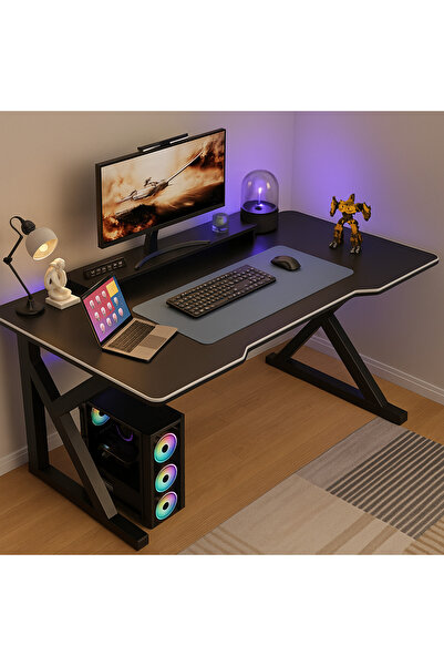 NZONE STORE Large Gaming Desk 120x60x75cm, K-Shaped Gaming Table, Gaming Workstation in Black