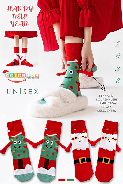 Color Socks 2 пари новорічних унісекс-шкарпеток з особливим дизайном «рука в руку» (без каблука)