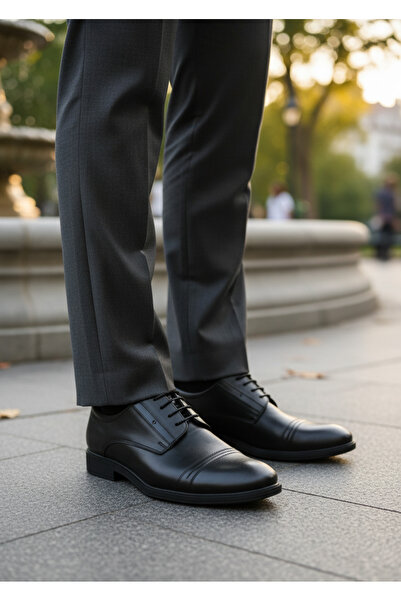 Ata 0487 Black Classic Men's Shoes Inside Outside Genuine Leather