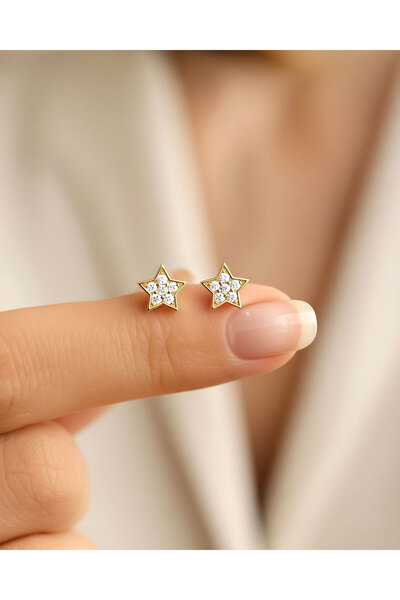 İNDİGO TAKI Minik Yıldız 14 Ayar Altın Küpe