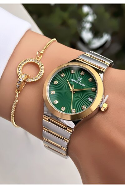Daniel Klein Original 2 Years Warranty Green Dial Women's Wristwatch with Bracelet Gift