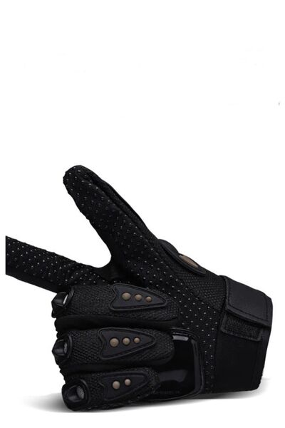 EFİLİ Motosiklet Eldiveni Dokunmatik Uzun Siyah Motor Eldiven Kemik Avuç Içi Korumalı Motorcu Eldiveni Nx1