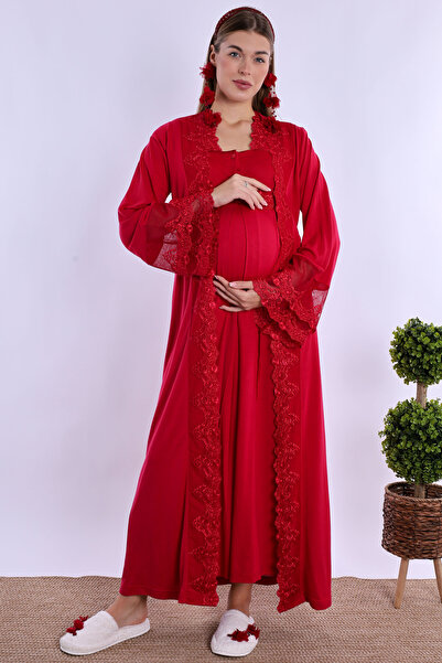 ByLohusa Effortt Cherry Dressing Gown Maternity Maternity Nightgown Set