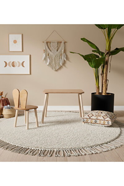 Montessori Çocuk Çalışma ve Aktivite Masası Masif Kayın Ahşap 1 Sandalye Set Bunny