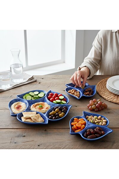sharp&art Ceramic Snack Bowl and Breakfast Set - 3 Pieces and 6 Pieces, Embossed Pattern, 2 Different Color Options