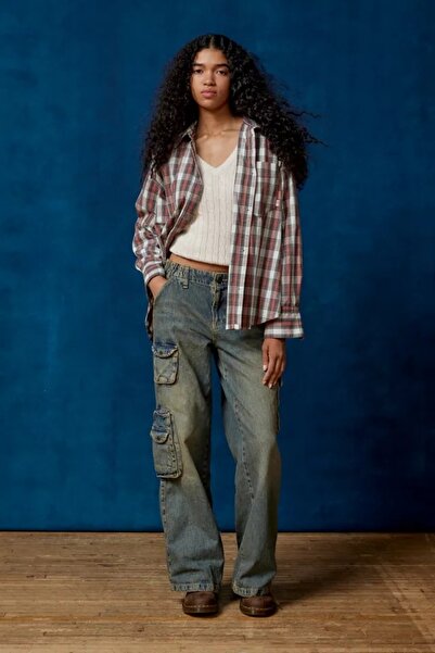 september island Jeanetta Smoky Navy Blue Color Multi-Pocket Cargo Denim Jeans