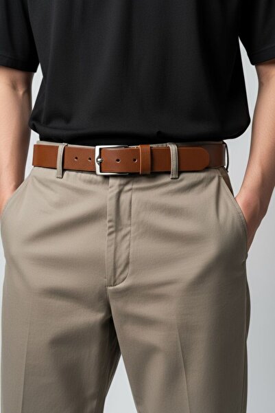 Gesa Ανδρική ζώνη 100% γνήσιο δέρμα λεπτή αθλητική κοπή 3,5 cm