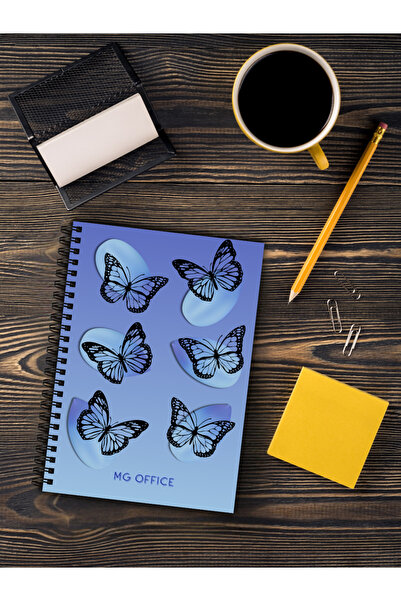 MG Office Caiet Foaie Velina A5 Spirala 80 file Fluturi Monarh | Foi Albe Veline coli 80g/mp